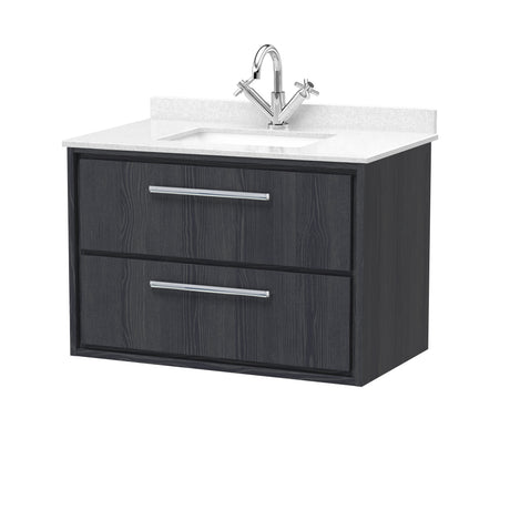 Hudson Reed Lille 800mm Wall Hung 2-Drawer Vanity with Marble Top Basin With Soft Close Drawers