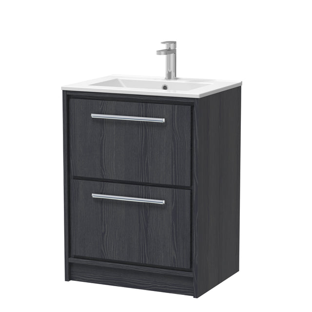 Lille 600mm Floor Standing 2-Drawer Vanity with Basin - 1 Tap Hole