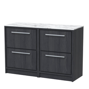 Hudson Reed Lille 1200mm Floor Standing 4-Drawer Vanity Unit With Marble Worktop