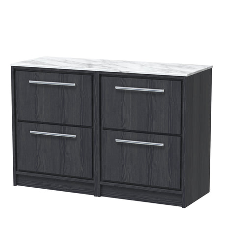Hudson Reed Lille 1200mm Floor Standing 4-Drawer Vanity Unit With Marble Worktop