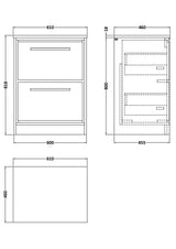 Hudson Reed Lille 600mm Floor Standing 2-Drawer Vanity Unit with Marble Worktop, With Soft-Close Drawers