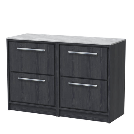 Hudson Reed Lille 1200mm Floor Standing 4-Drawer Vanity with Marble Worktop & Soft Close Drawers