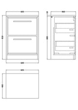 Hudson Reed Lille 600mm Floor Standing 2-Drawer Vanity Unit With Worktop