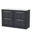 Hudson Reed Lille 1200mm Graphite Grey Woodgrain Floor Standing 4-Drawer Vanity Unit With Marble Worktop