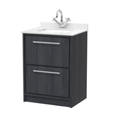 Hudson Reed Lille 600mm Floor Standing 2-Drawer Vanity with Marble Worktop Basin, Soft-Close