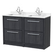 Hudson Reed Lille 1200mm Floor Standing 4-Drawer Vanity Unit with Double Marble Basin, Soft Close