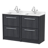Hudson Reed Lille 1200mm Floor Standing 4-Drawer Vanity Unit with Double Marble Basin, Soft Close