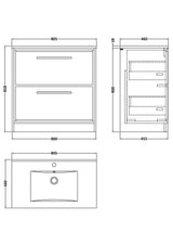 Lille 800mm Floor Standing 2-Drawer Vanity with Basin - 1 Tap Hole
