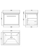 Lille 600mm Wall Hung Single Drawer Vanity with Basin - 1 Tap Hole