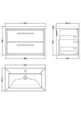 Lille 800mm Wall Hung 2-Drawer Vanity with Basin - 1 Tap Hole