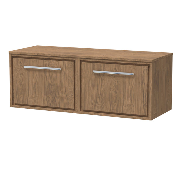 Hudson Reed Lille 605mm Antique Oak Wall Hung Single Drawer Vanity Unit with Worktop