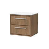 Hudson Reed Lille 600mm Wall Hung Antique Oak 2-Drawer Vanity Unit With Marble Worktop