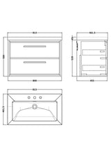 Lille 800mm Wall Hung 2-Drawer Vanity with Basin - 3 Tap Hole