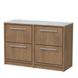 Hudson Reed Lille 1200mm Antique Oak Floor Standing 4-Drawer Vanity Unit With Marble Worktop