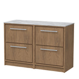 Hudson Reed Lille 1200mm Antique Oak Floor Standing 4-Drawer Vanity Unit With Marble Worktop