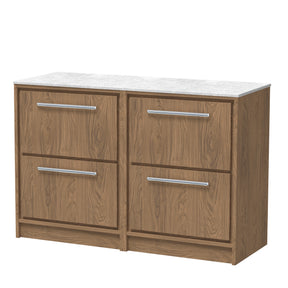 Hudson Reed Lille 1200mm Floor Standing 4-Drawer Vanity Unit With Marble Worktop