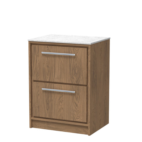 Hudson Reed Lille 600mm Floor Standing 2-Drawer Vanity With Marble Worktop, Fully Assembled
