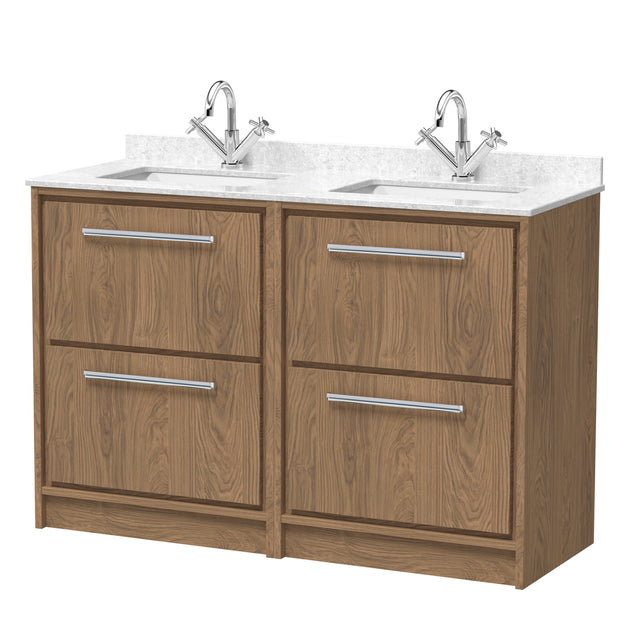 Lille 1200mm Floor Standing 4-Drawer Vanity with Marble Worktop Basin