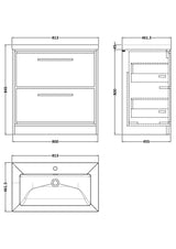 Lille 800mm Floor Standing 2-Drawer Vanity with Basin - 1 Tap Hole