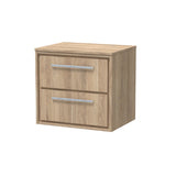 Hudson Reed Lille 600mm Bleached Oak Wall Hung 2-Drawer Vanity Unit With Worktop & Soft Close Drawers