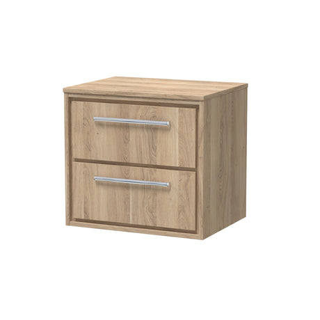 Hudson Reed Lille 600mm Bleached Oak Wall Hung 2-Drawer Vanity Unit With Worktop & Soft Close Drawers