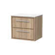 Hudson Reed Lille 600mm Bleached Oak Wall Hung 2-Drawer Vanity Unit With Marble Worktop
