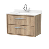 Hudson Reed Lille 800mm Wall Hung 2-Drawer Vanity Unit Marble Basin, 1 Tap Hole, Soft Close Drawers