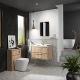 Hudson Reed Lille 800mm Wall Hung 2-Drawer Vanity Unit Marble Basin, 1 Tap Hole, Soft Close Drawers