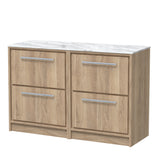 Hudson Reed Lille 1200mm Floor Standing 4-Drawer Vanity Unit With Marble Worktop & Soft-Close Drawers