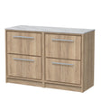 Hudson Reed Lille 1200mm Bleached Oak Floor Standing 4-Drawer Vanity Unit with Marble Worktop, Soft Close Drawers
