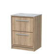 Hudson Reed Lille 600mm Bleached Oak Floor Standing 2-Drawer Vanity Unit With Marble Worktop