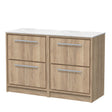 Hudson Reed Lille 1200mm Bleached Oak Floor Standing 4-Drawer Vanity With Marble Worktop