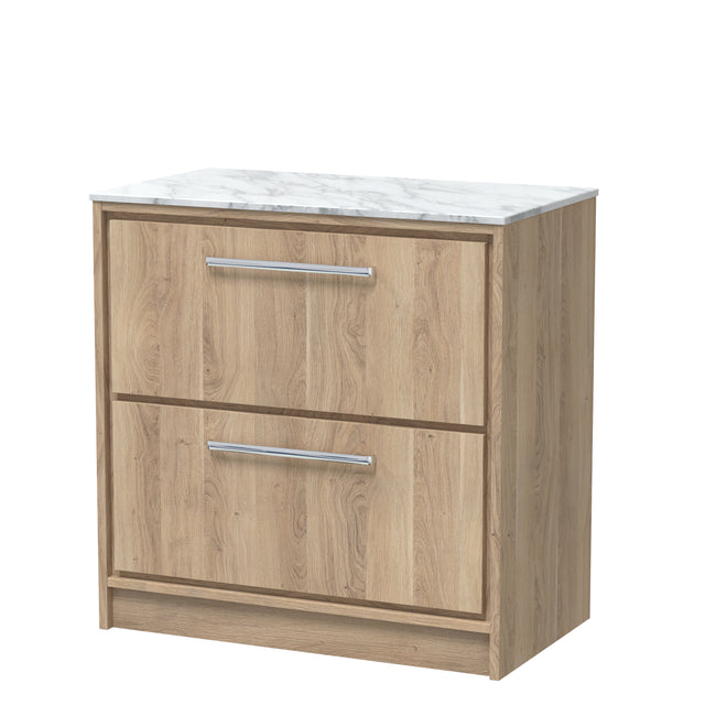 Hudson Reed Lille 800mm Floor Standing 2-Drawer Vanity Unit with Marble Worktop & Soft-Close Drawers