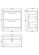 Lille 800mm Floor Standing 2-Drawer Vanity with Basin - 1 Tap Hole