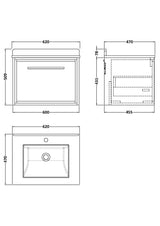 Lille 600mm Wall Hung Single Drawer Vanity with Marble Worktop Basin