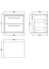 Lille 600mm Wall Hung 2-Drawer Vanity with Worktop