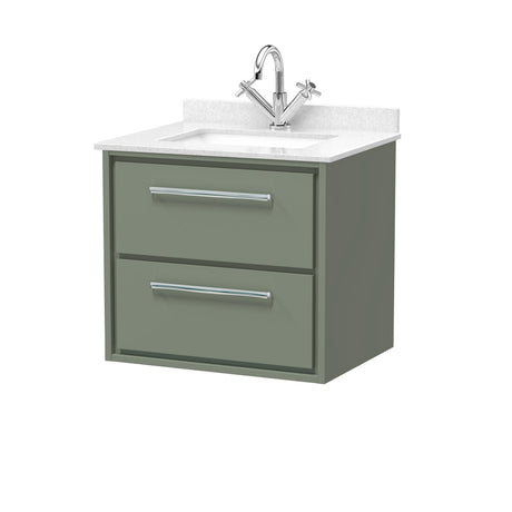 Lille 600mm Wall Hung 2-Drawer Vanity with Marble Worktop Basin