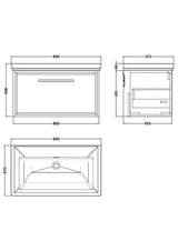 Lille 800mm Wall Hung Single Drawer Vanity with Basin - 0 Tap Hole