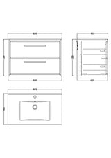 Lille 800mm Wall Hung 2-Drawer Vanity with Basin - 1 Tap Hole