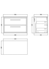 Lille 800mm Wall Hung 2-Drawer Vanity with Marble Worktop