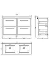 Lille 1200mm Floor Standing 4-Drawer Vanity with Marble Worktop Basin
