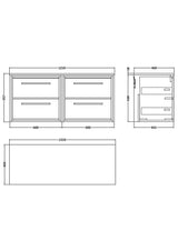 Lille 1200mm Wall Hung 4-Drawer Vanity with Marble Worktop