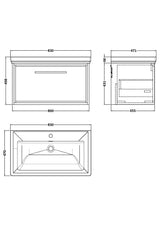Lille 800mm Wall Hung Single Drawer Vanity with Basin - 1 Tap Hole