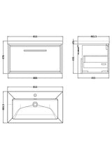 Hudson Reed Lille 800mm Wall Hung Single Drawer Vanity with 1 Tap Hole Basin