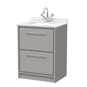 Lille 600mm Floor Standing 2-Drawer Vanity with Marble Worktop Basin