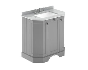 Hudson Reed Old London 786mm Storm Grey Floor Standing 3 Door Vanity Unit With Grey Marble Top Basin