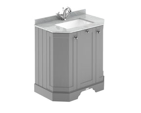 Hudson Reed Old London 750mm Storm Grey 3 Door Floor Standing Vanity Unit With Marble Top & Soft Close Doors