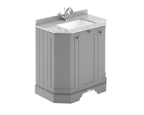 Hudson Reed Old London 750mm Storm Grey 3 Door Floor Standing Vanity Unit With Marble Top & Soft Close Doors