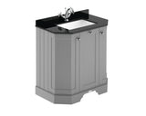 Hudson Reed Old London 786mm Storm Grey Floor Standing 3 Door Vanity Unit With Black Marble Top Basin
