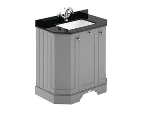 Hudson Reed Old London 786mm Storm Grey Floor Standing 3 Door Vanity Unit With Black Marble Top Basin